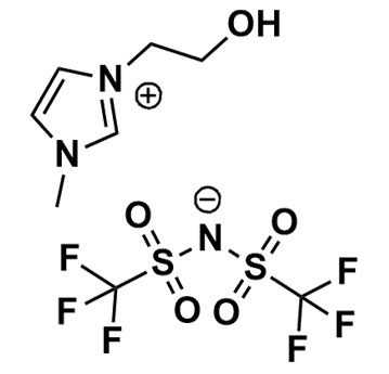 Image of Molecular Structure of 1-(2-Hydroxyethyl)-3-methylimidazolium bis(trifluoromethylsulfonyl)imide CAS NO: 174899-86-6